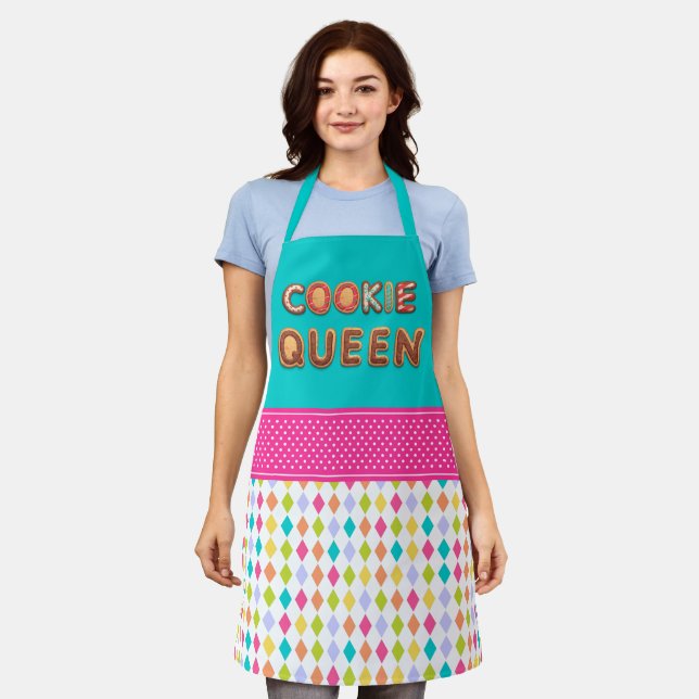 Colorful Festive Alphabet Cookie Queen Apron (Worn)