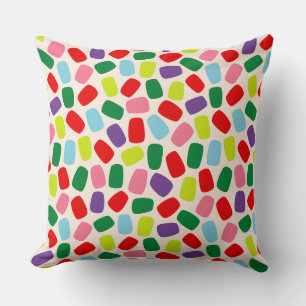 Colorful Festive Blush Pink Christmas Candy Throw Pillow