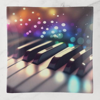 Colorful Festive Bokeh Piano Trinket Tray