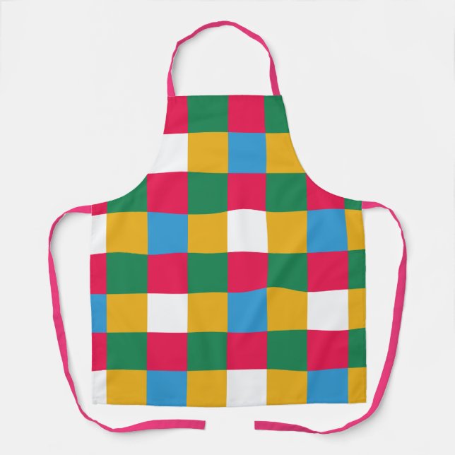 Colorful Festive Checkerboard Apron (Front)