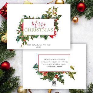 Colorful Festive Christmas Floral w/Label Holiday Card
