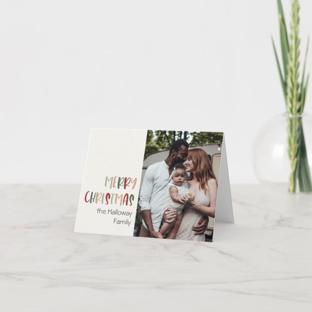 Colorful Festive Christmas Folded Single Photo Holiday Card (Front)