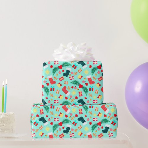Colorful Festive Christmas Holiday Pattern  Wrapping Paper