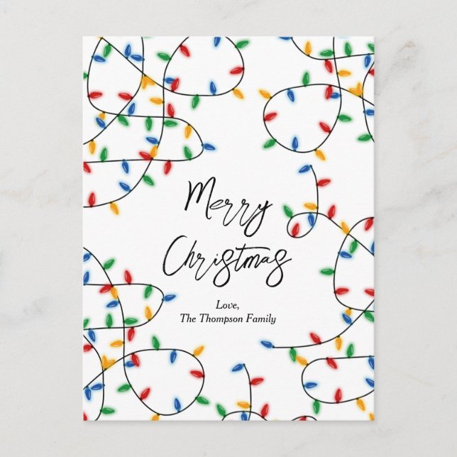 Colorful Festive Christmas Lights Pattern Holiday Postcard (Front)