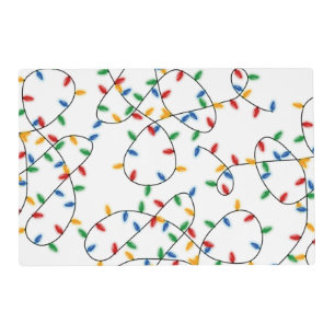Colorful Festive Christmas Lights Pattern Placemat