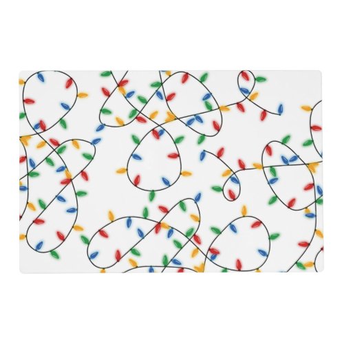 Colorful Festive Christmas Lights Pattern   Placemat