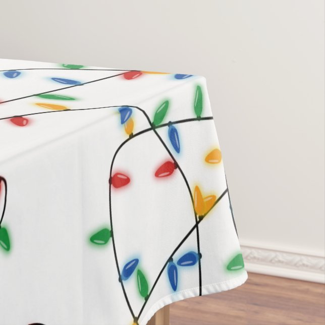 Colorful Festive Christmas Lights Pattern   Tablecloth (In Situ)