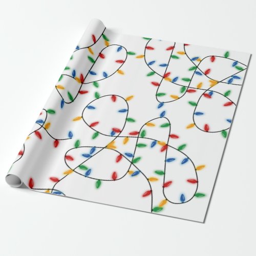 Colorful Festive Christmas Lights Pattern  Wrapping Paper