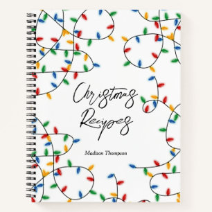 Colorful Festive Christmas Lights Xmas Recipes Notebook