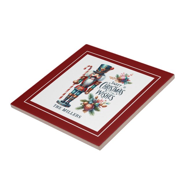 Colorful festive Christmas Nutcracker  Ceramic Tile (Side)