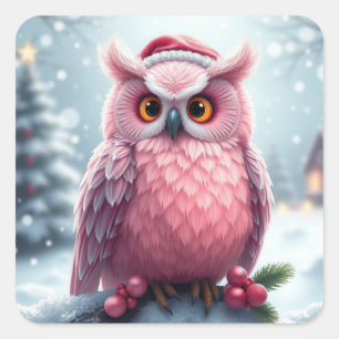 Colorful Festive Christmas Owl Stickers