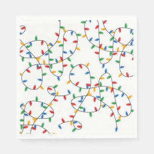 Colorful Festive Christmas Party Lights Napkins