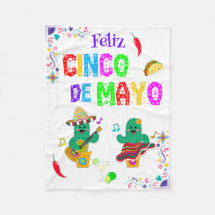 Colorful Festive Cinco de Mayo 2025 Dancing Cactus Fleece Blanket