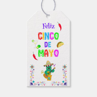 Colorful Festive Cinco de Mayo 2025 Dancing Cactus Gift Tags