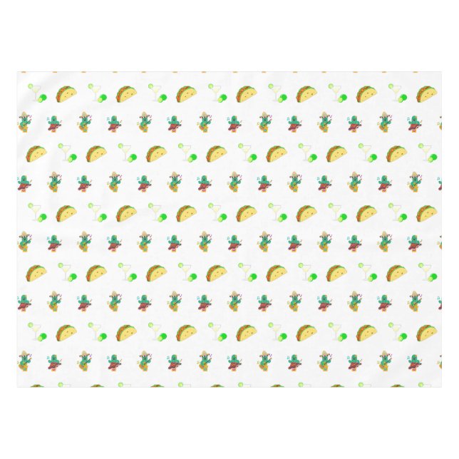 Colorful Festive Cinco de Mayo 2025 Dancing Cactus Tablecloth (Front (Horizontal))