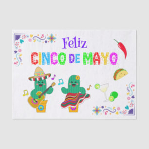 Colorful Festive Cinco de Mayo 2025 Dancing Cactus Tissue Paper