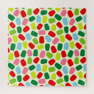 Colorful Festive Citrus Green Christmas Candy Jigsaw Puzzle