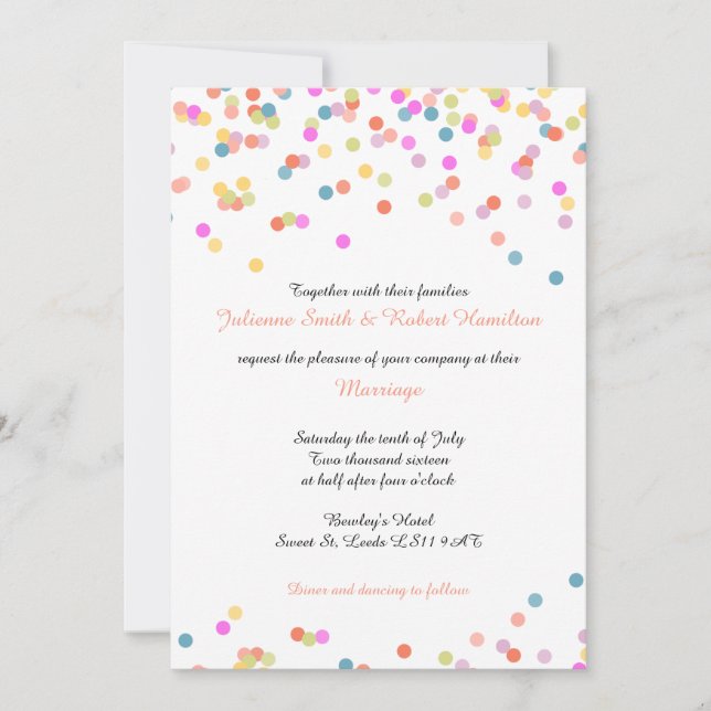 Colorful Festive Confetti Wedding Invitations (Front)