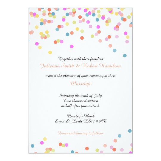 Colorful Festive Confetti Wedding Invitations