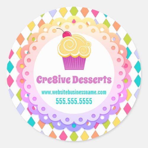 Colorful Festive Cupcake Bakery Packaging Seals