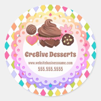 Colorful Festive Desserts Bakery Packaging Seals by SocialiteDesigns at Zazzle