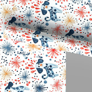 Colorful Festive Dogs Pattern Wrapping Paper