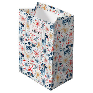 Colorful festive dogs seamless pattern medium gift bag