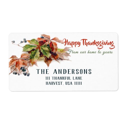 Colorful Festive Fall Foliage Thanksgiving Label