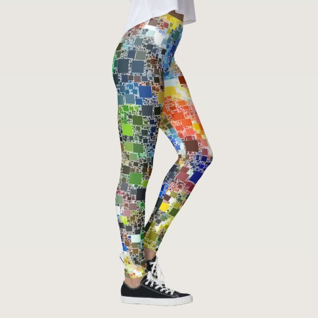 Colorful Festive Floating Tile Artwork Leggings (Right)