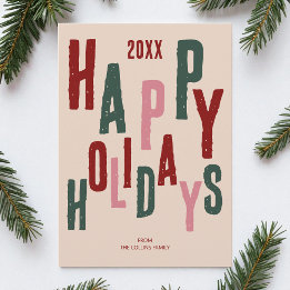 Colorful Festive Fun Happy Holidays Christmas Holiday Card