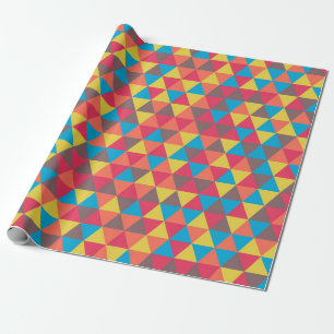 Colorful Festive Geometric Triangles Pattern Wrapping Paper