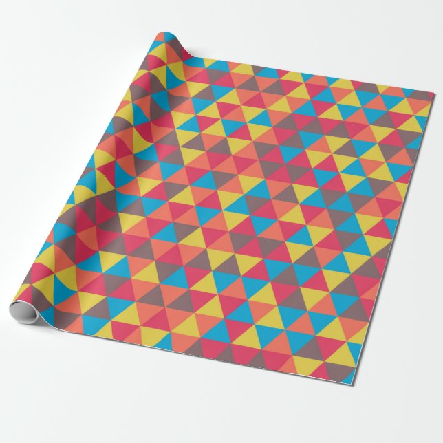 Colorful Festive Geometric Triangles Pattern | Wrapping Paper (Unrolled)