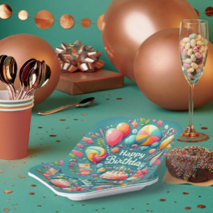 Colorful & Festive Happy Birthday Celebration Paper Plates
