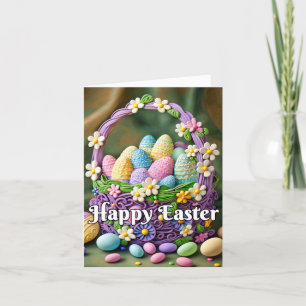 Colorful Festive Happy Easter Basket Holiday Card