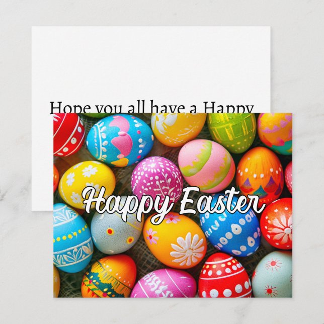 Colorful Festive Happy Easter Eggs Holiday Card (Front/Back)