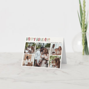 Colorful Festive Happy Holidays Folded Five Photo Holiday Card