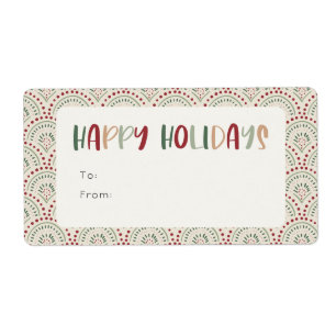 Colorful Festive Happy Holidays Rectangle Gift Label