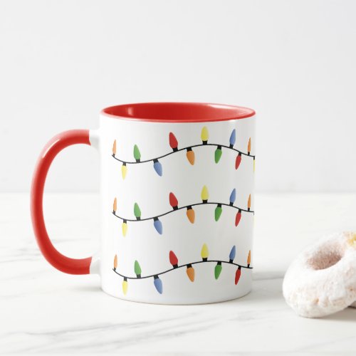 Colorful Festive Holiday Tree Lights Art Pattern Mug