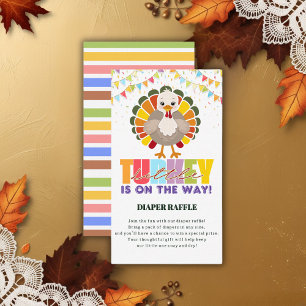 Colorful Festive Little Turkey Baby Shower Enclosure Card