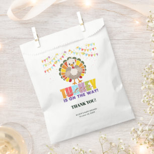 Colorful Festive Little Turkey Baby Shower Favor Bag