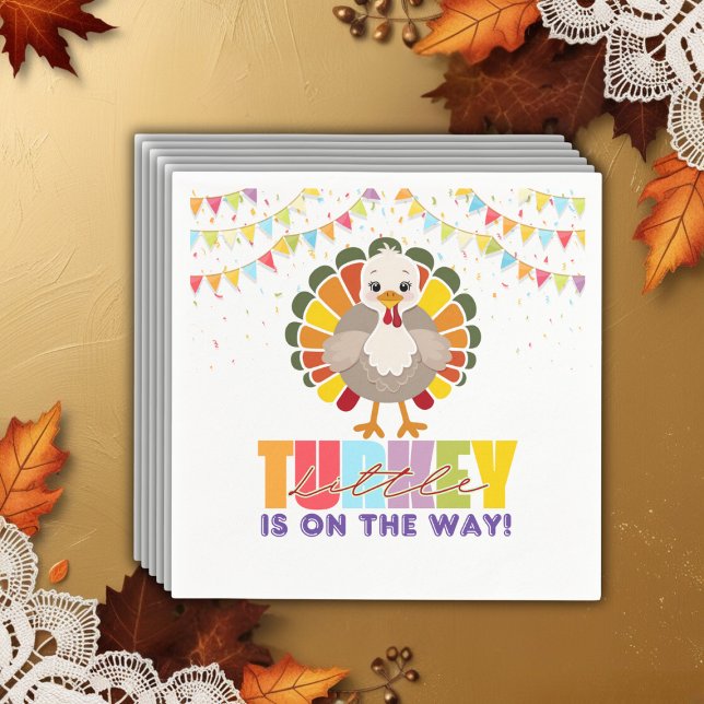 Colorful Festive Little Turkey Baby Shower Napkins (Creator Uploaded)