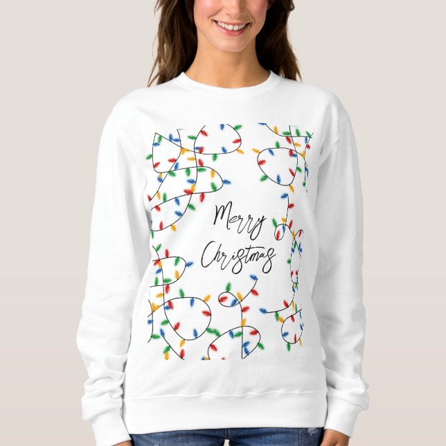 Colorful Festive Merry Christmas Lights Pattern Sweatshirt (Front)