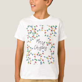 Colorful Festive Merry Christmas Lights Pattern  T-Shirt