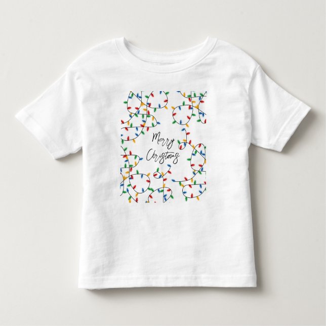 Colorful Festive Merry Christmas Lights Pattern Toddler T-shirt (Front)