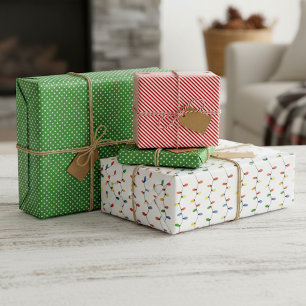 Colorful Festive Party String Lights Art Pattern Wrapping Paper Sheets