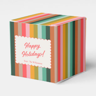 Colorful Festive Stripe Modern Holiday Cookie Favor Boxes