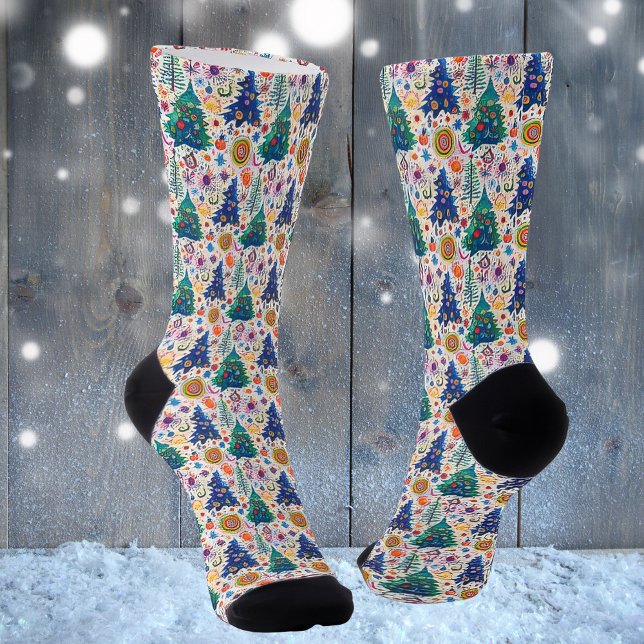 Colorful Festive Tree Pattern Socks (Creator Uploaded)