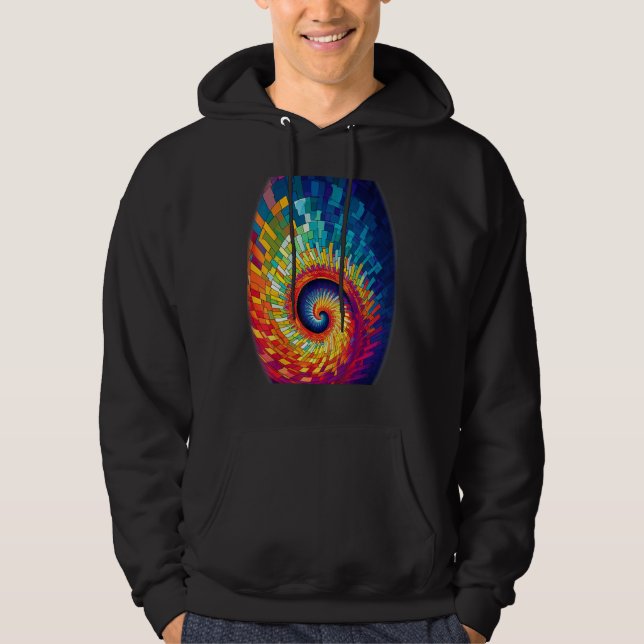 Colorful Fibonacci Spiral Psychedelic Colors Abstr Hoodie (Front)