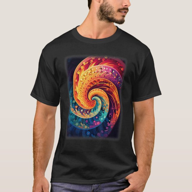 Colorful Fibonacci Spiral Psychedelic Colors Abstr T-Shirt (Front)