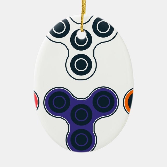 Colorful Fidget Spinner Collection Ceramic Ornament (Front)
